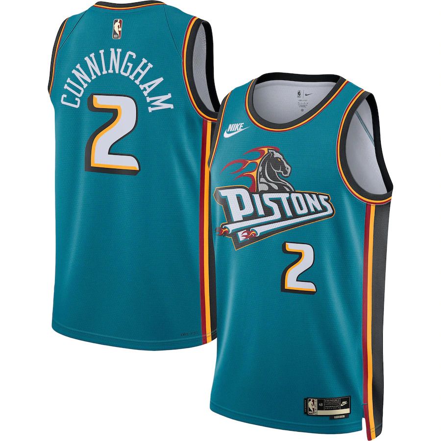 Men Detroit Pistons #2 Cade Cunningham Nike Teal Classic Edition 2022-23 Swingman NBA Jersey->detroit pistons->NBA Jersey